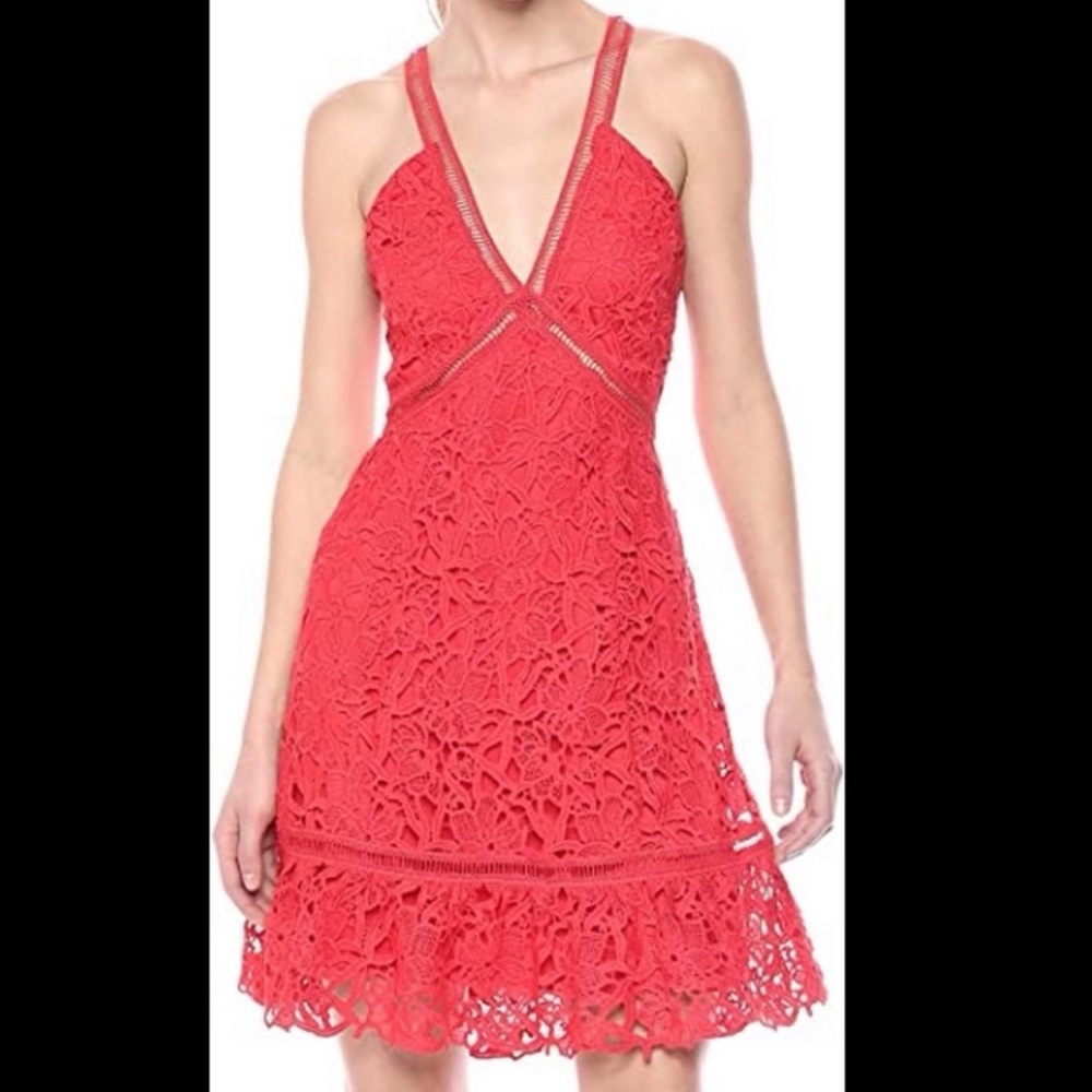 ASTR the label red lace mini dress S
